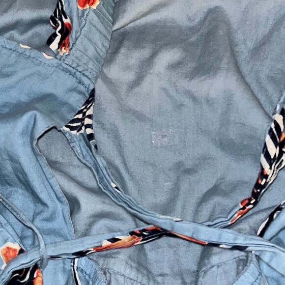 Bel Kazan Blue Floral Organic Cotton Wide Leg Jumpsuit – Size Small - Picture 10 of 11